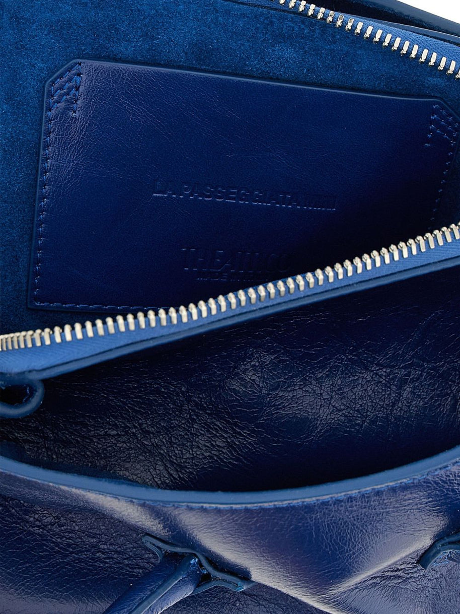 The Attico La Passeggiata Mini Leather Tote Blue