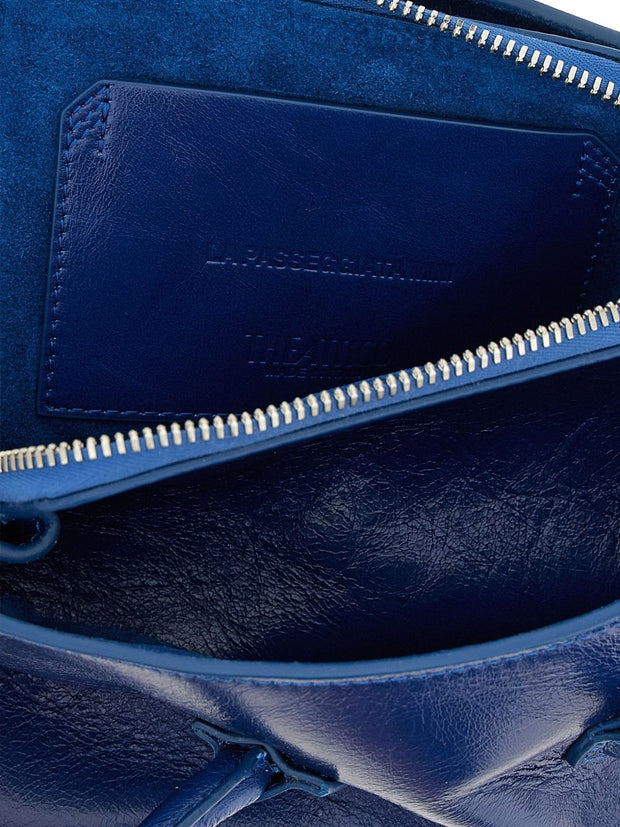 The Attico La Passeggiata Mini Leather Tote Blue