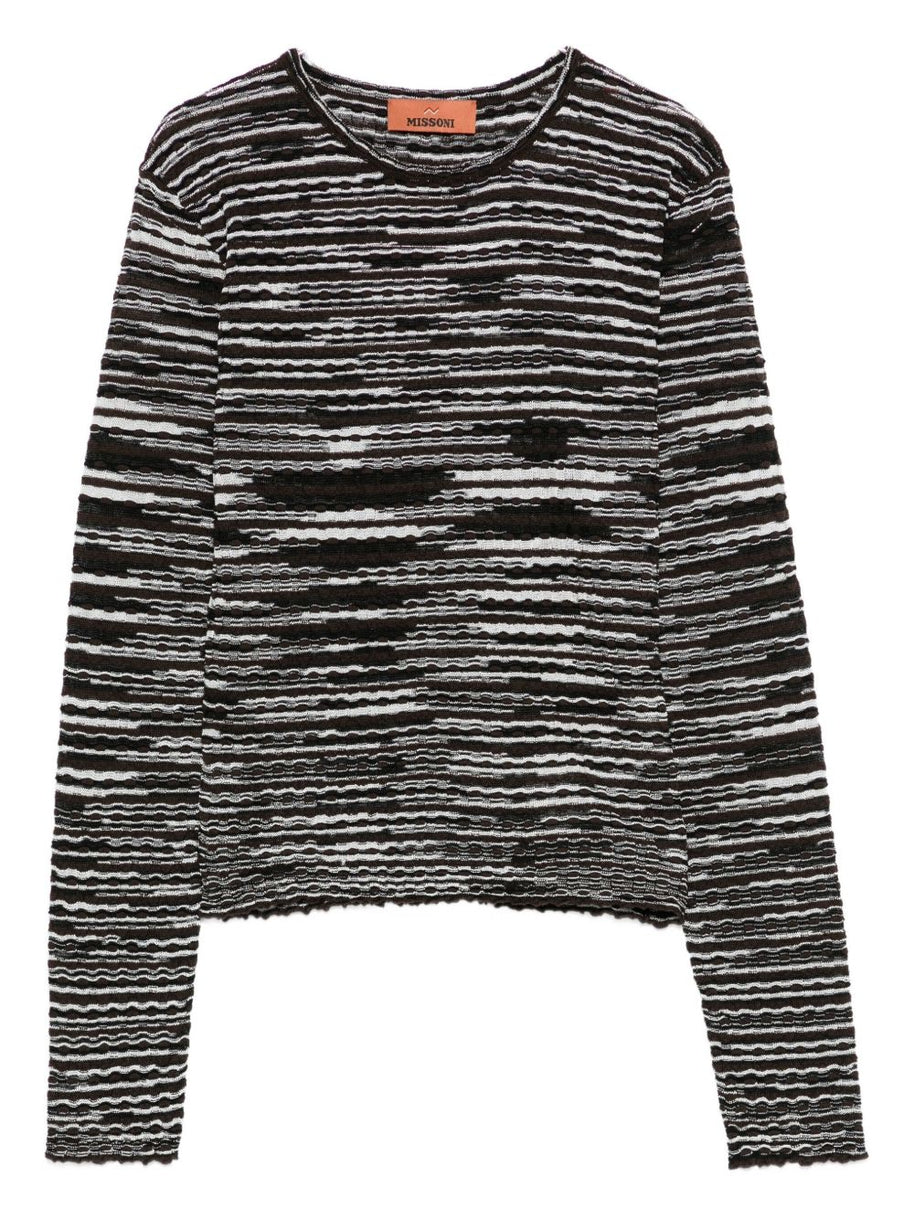 Missoni Wool Blend Crewneck Sweater Brown
