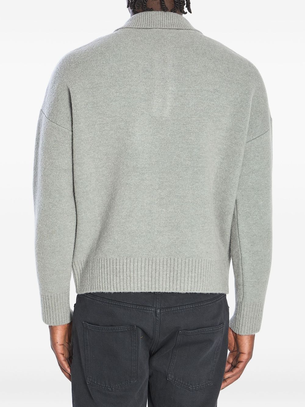 Ami Paris Ami De Coeur Wool Polo Shirt Grey