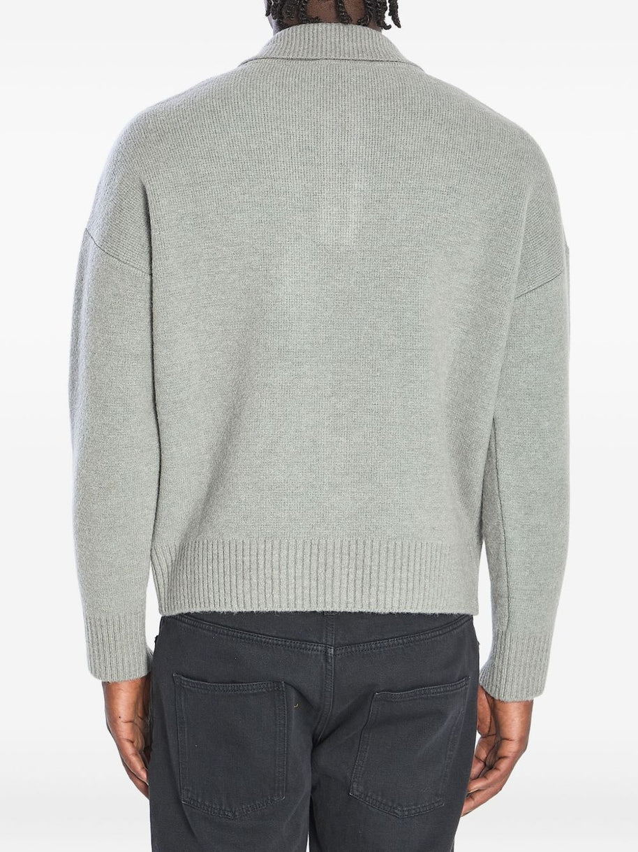 Ami Paris Ami De Coeur Wool Polo Shirt Grey