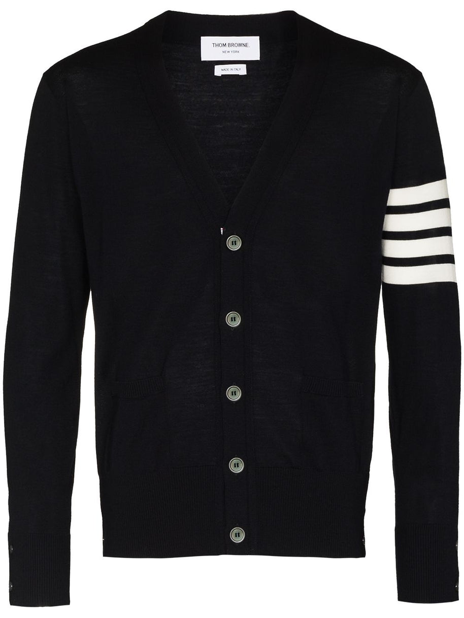 Thom Browne RWB Stripe Wool Cardigan Blue