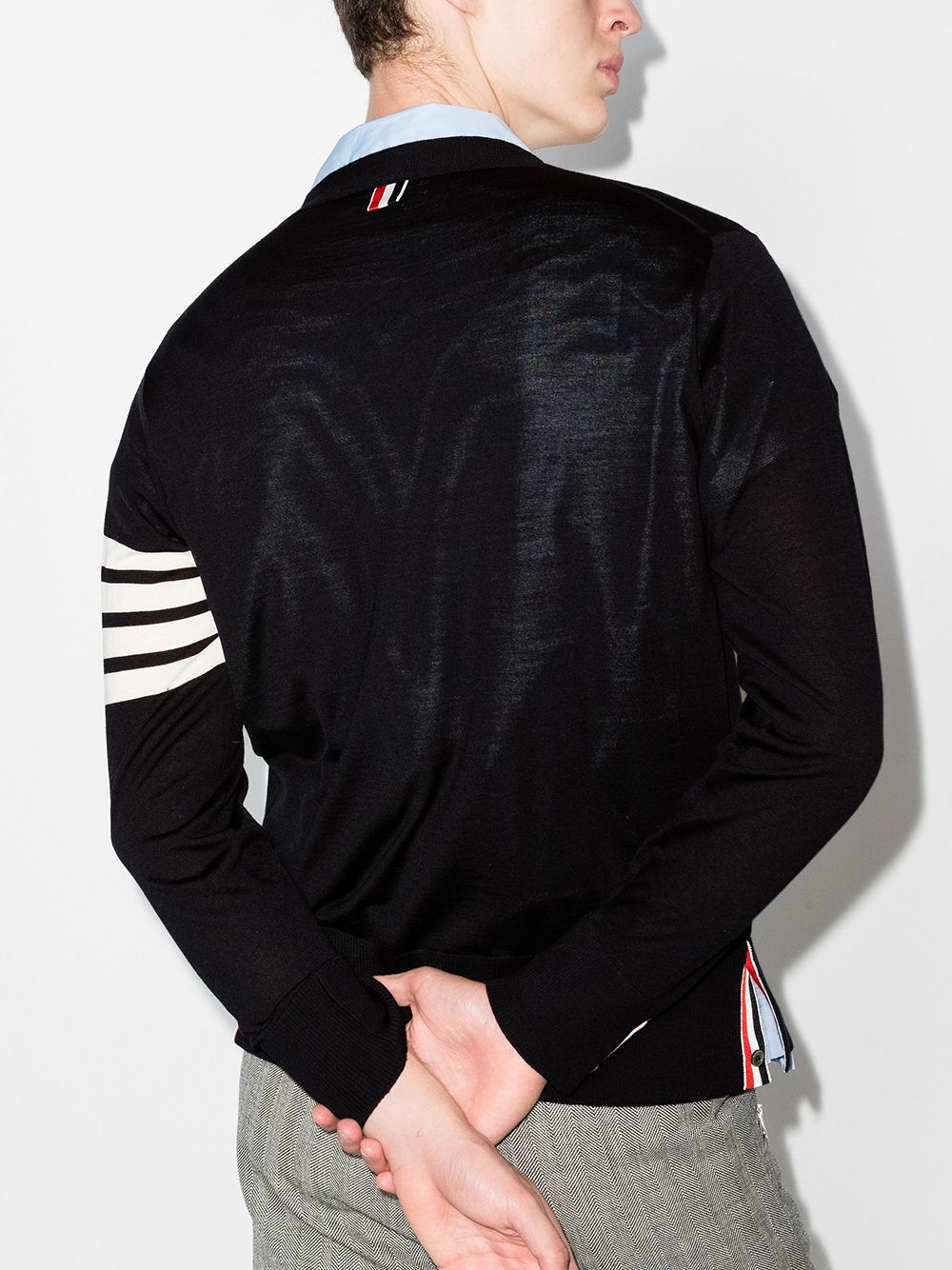 Thom Browne RWB Stripe Wool Cardigan Blue