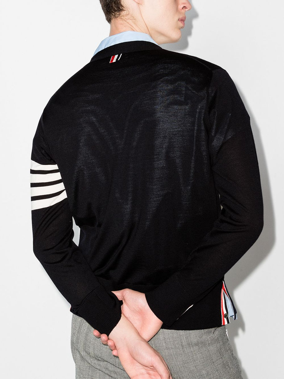 Thom Browne RWB Stripe Wool Cardigan Blue