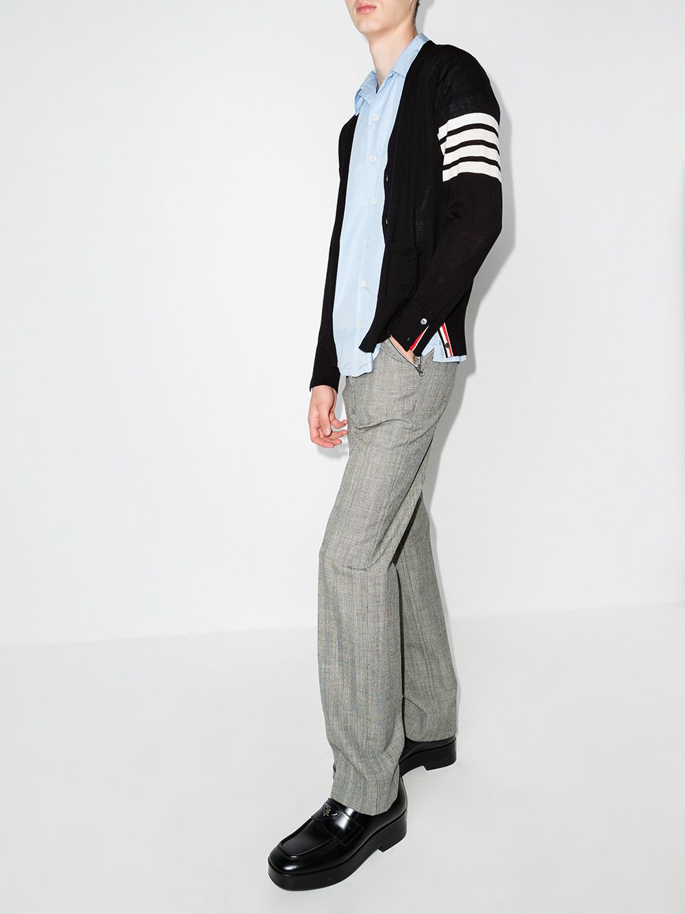 Thom Browne RWB Stripe Wool Cardigan Blue