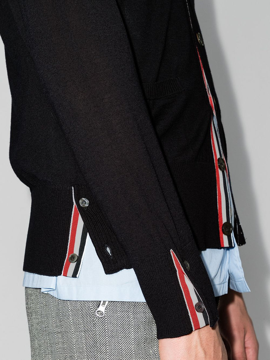 Thom Browne RWB Stripe Wool Cardigan Blue
