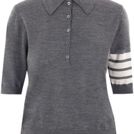 Thom Browne Wool Polo Shirt Grey