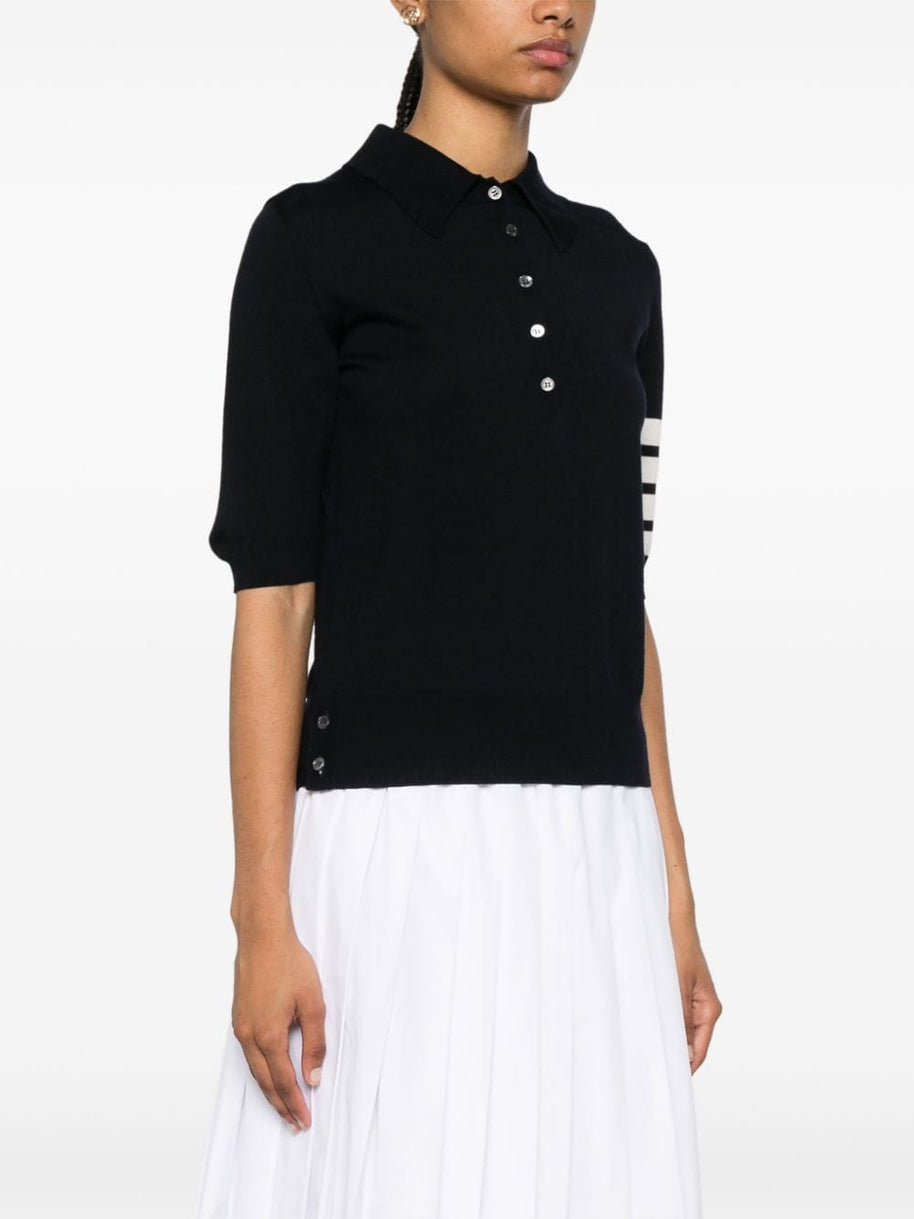 Thom Browne Wool Polo Shirt Blue