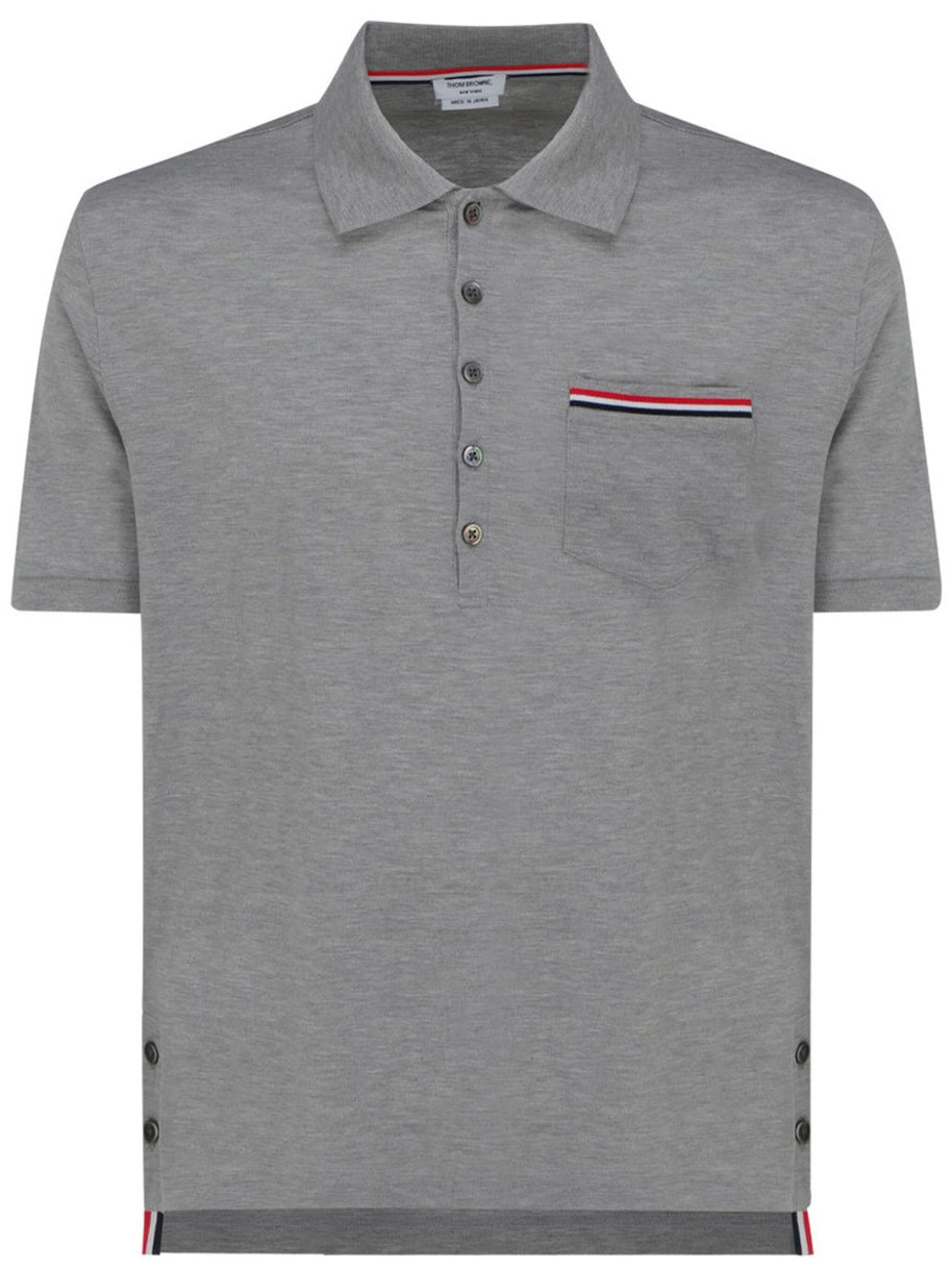 Thom Browne Cotton Polo Shirt Light Grey