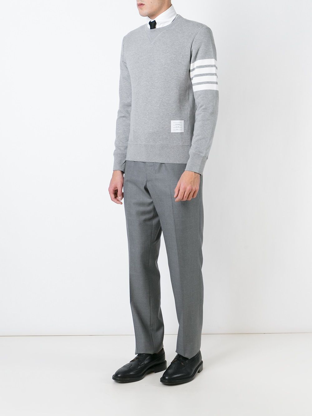 Thom Browne Cotton Crewneck Sweatshirt Light Grey