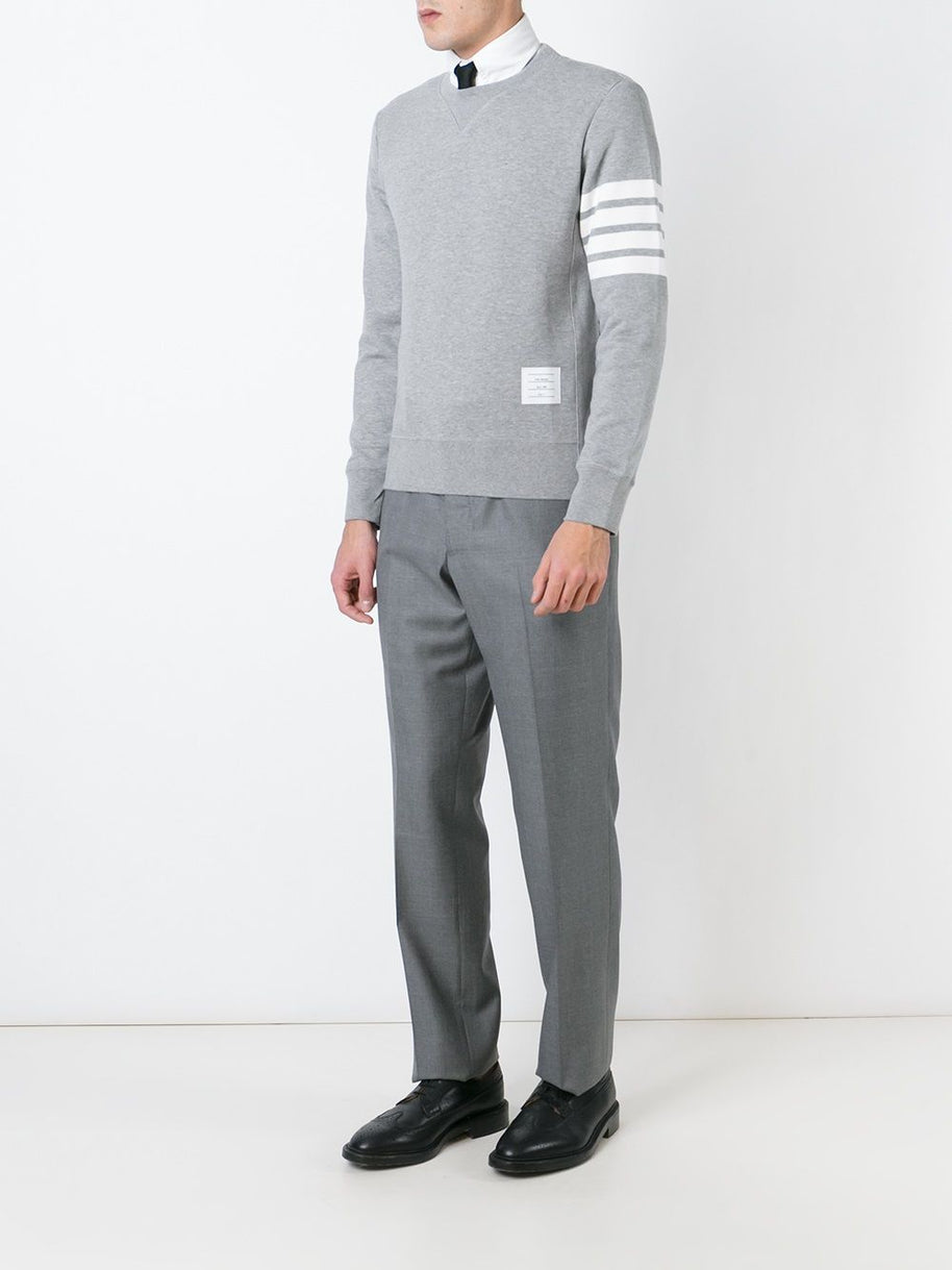 Thom Browne Cotton Crewneck Sweatshirt Light Grey