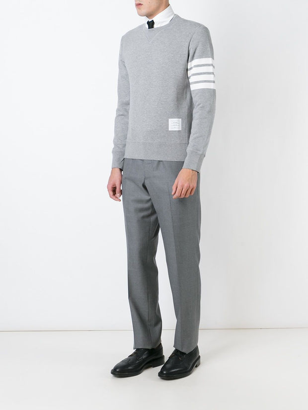 Thom Browne Cotton Crewneck Sweatshirt Light Grey