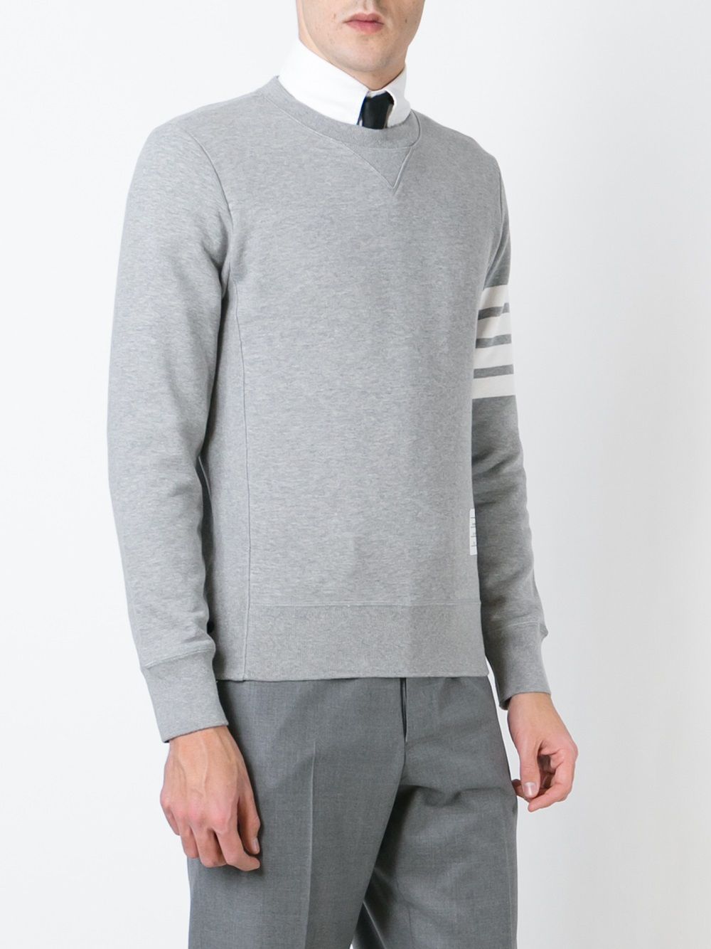 Thom Browne Cotton Crewneck Sweatshirt Light Grey