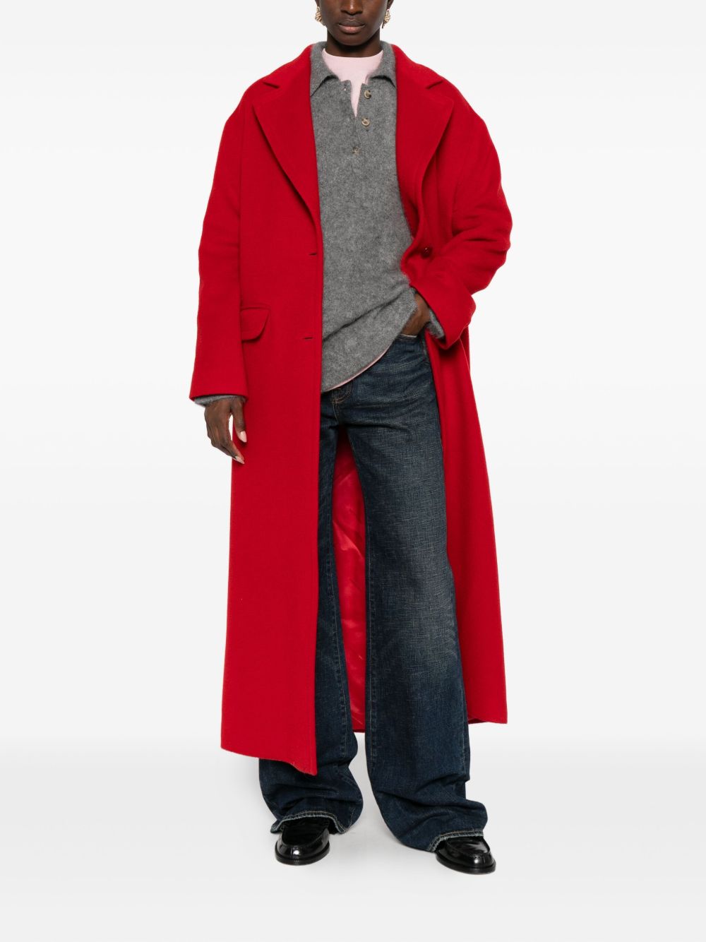 Tagliatore Wool Single-breasted Coat Red