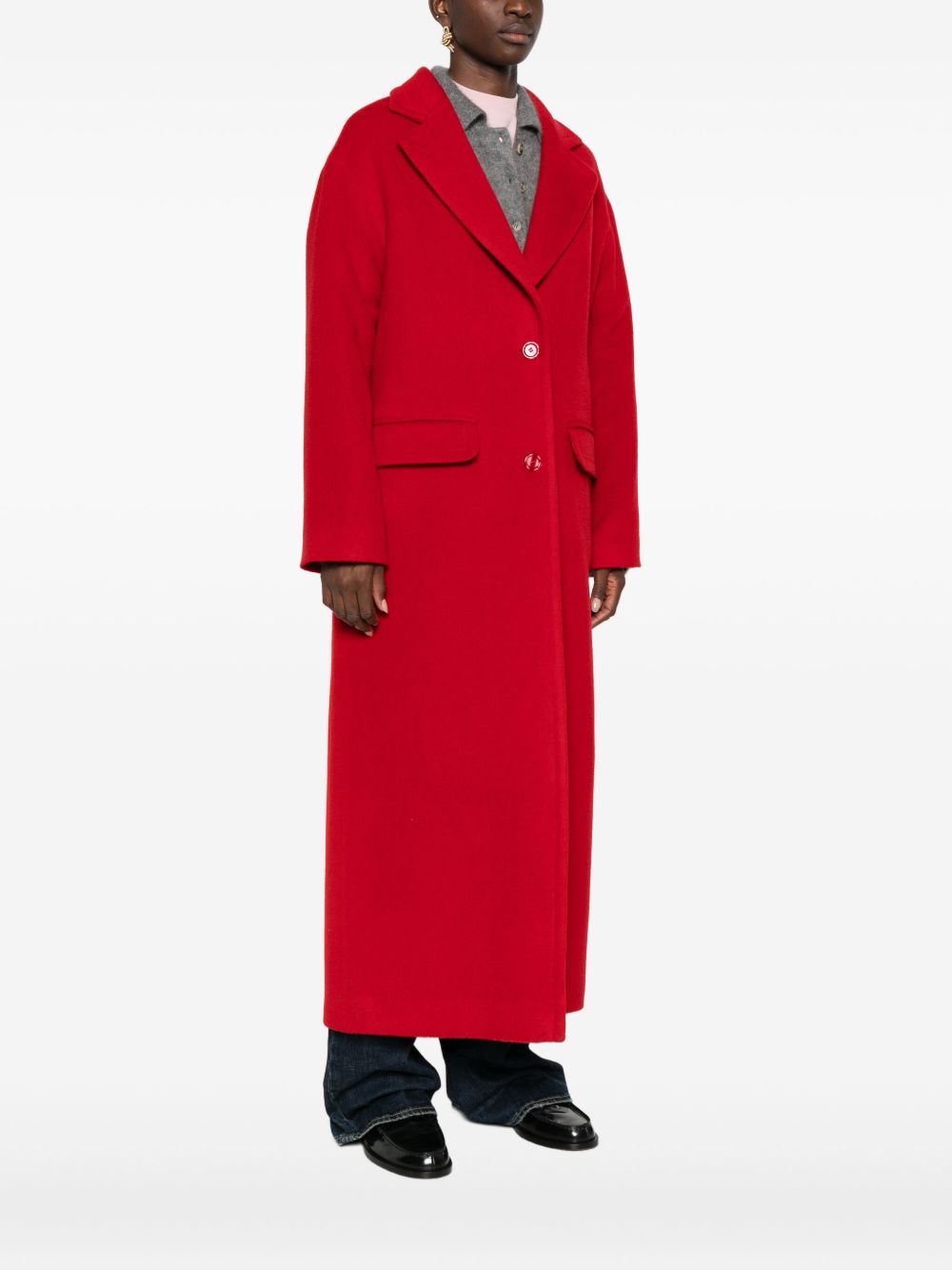 Tagliatore Wool Single-breasted Coat Red