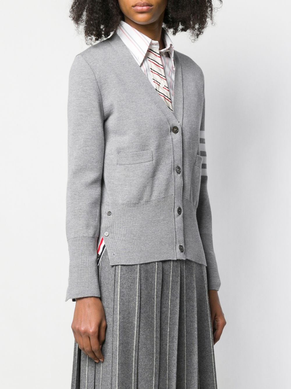 Thom Browne Wool Cardigan Light Grey