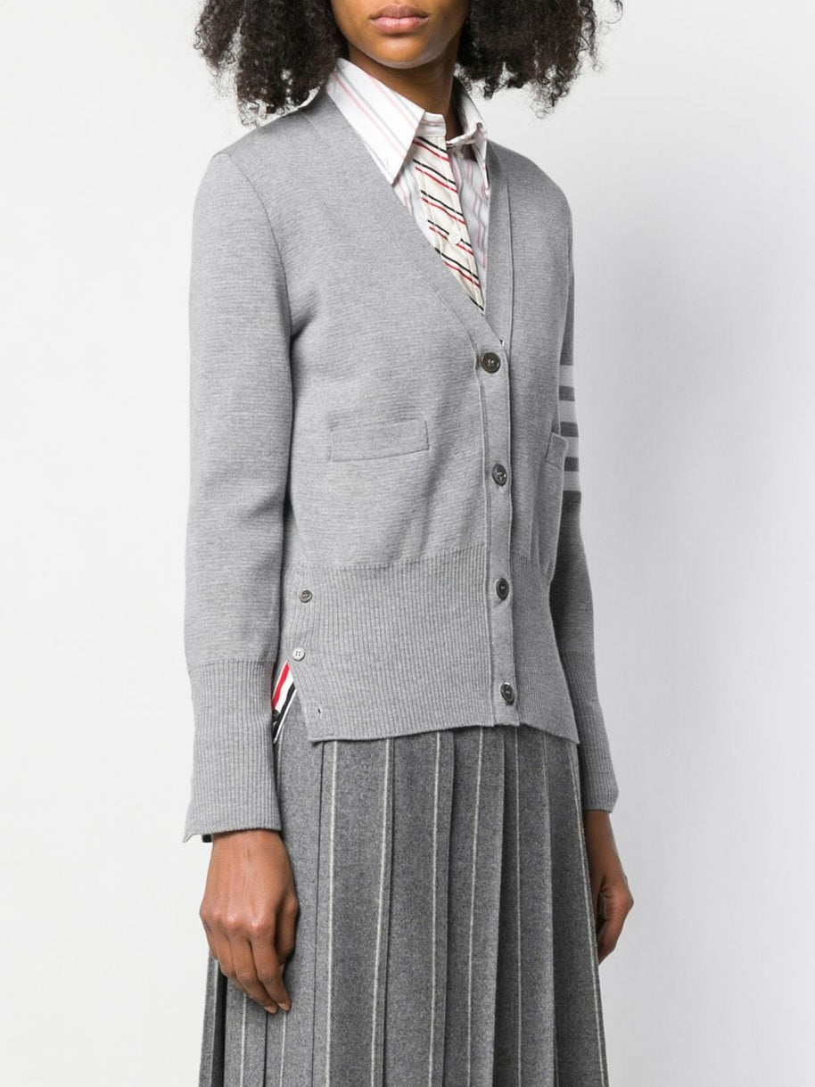 Thom Browne Wool Cardigan Light Grey