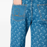 MARINE SERRE Moon Denim Cotton Jeans Blue