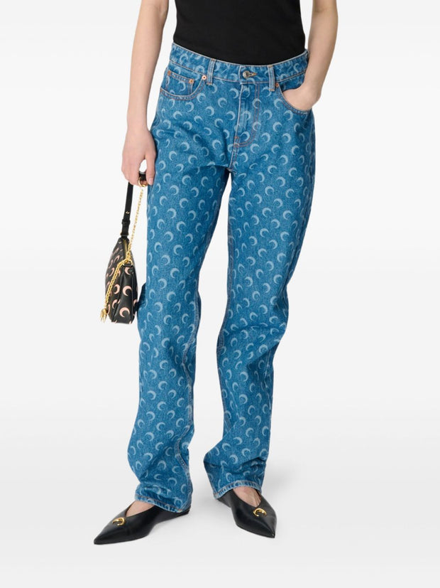 MARINE SERRE Moon Denim Cotton Jeans Blue