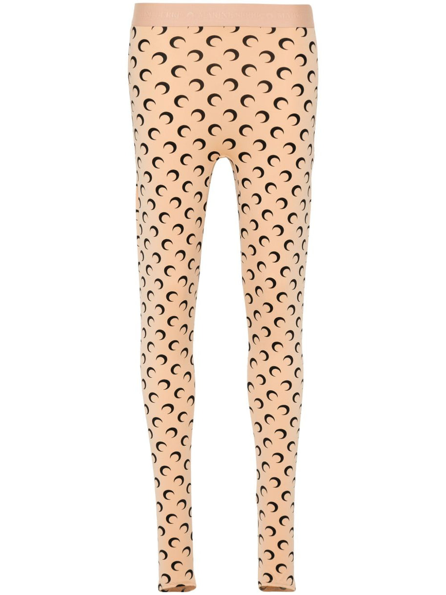 MARINE SERRE Moon Stirrup Leggings Beige