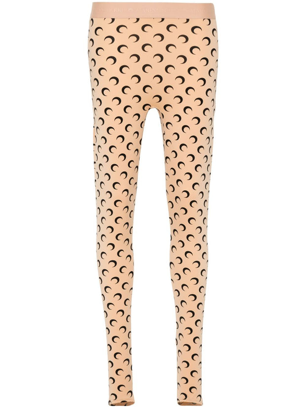 MARINE SERRE Moon Stirrup Leggings Beige
