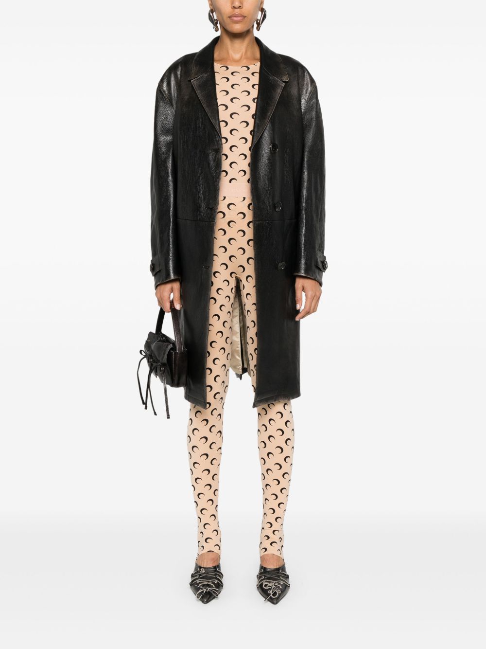 MARINE SERRE Moon Stirrup Leggings Beige