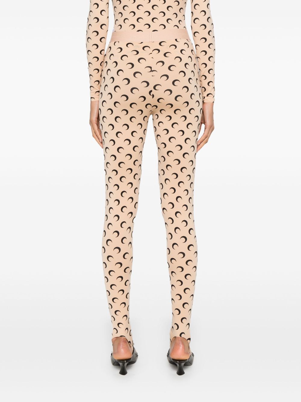 MARINE SERRE Moon Stirrup Leggings Beige