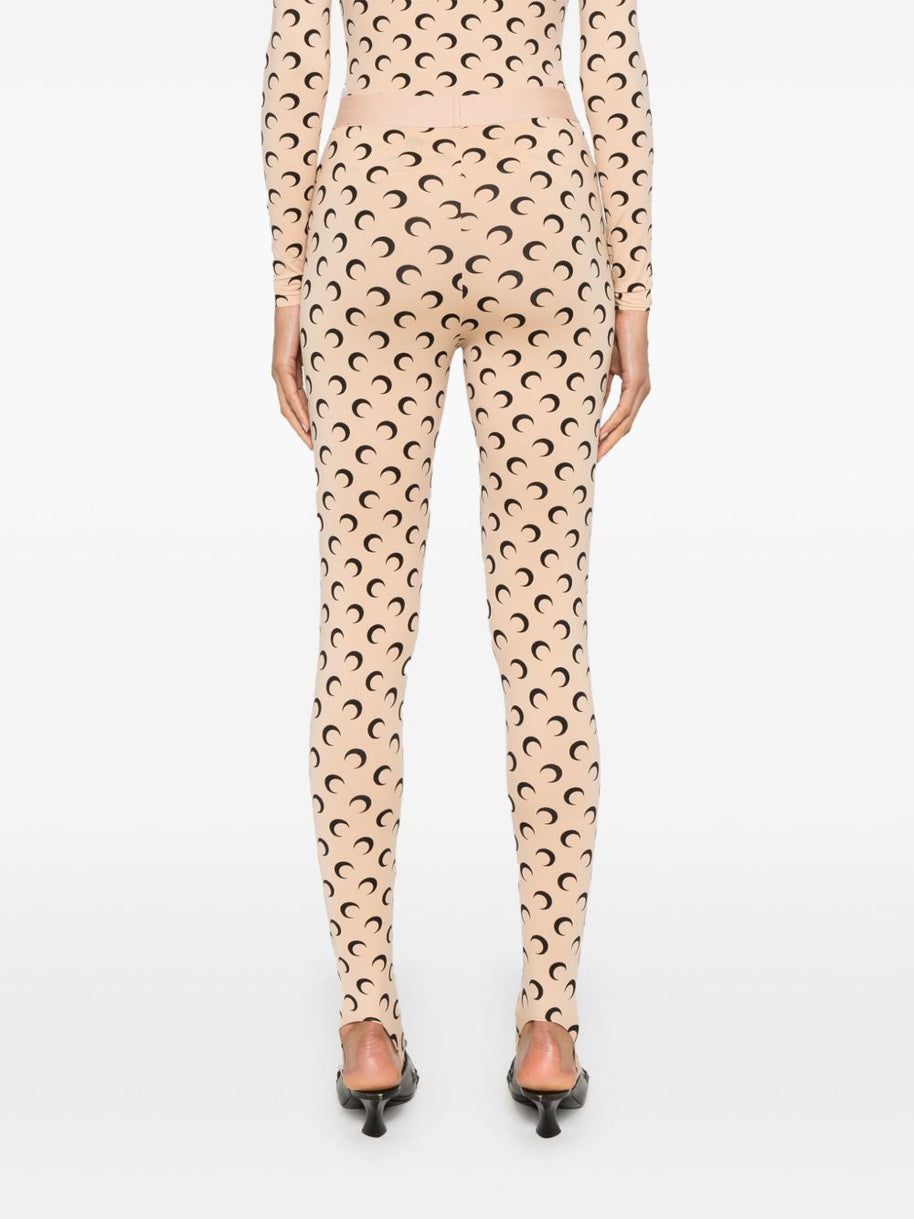 MARINE SERRE Moon Stirrup Leggings Beige