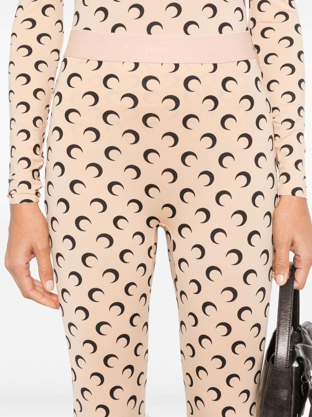 MARINE SERRE Moon Stirrup Leggings Beige