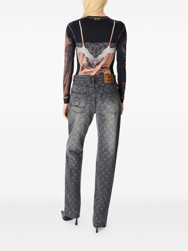 MARINE SERRE Moon Denim Cotton Jeans Grey