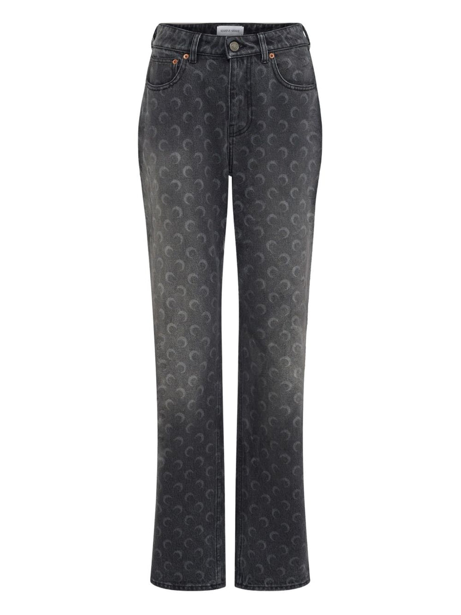 MARINE SERRE Moon Denim Cotton Jeans Grey