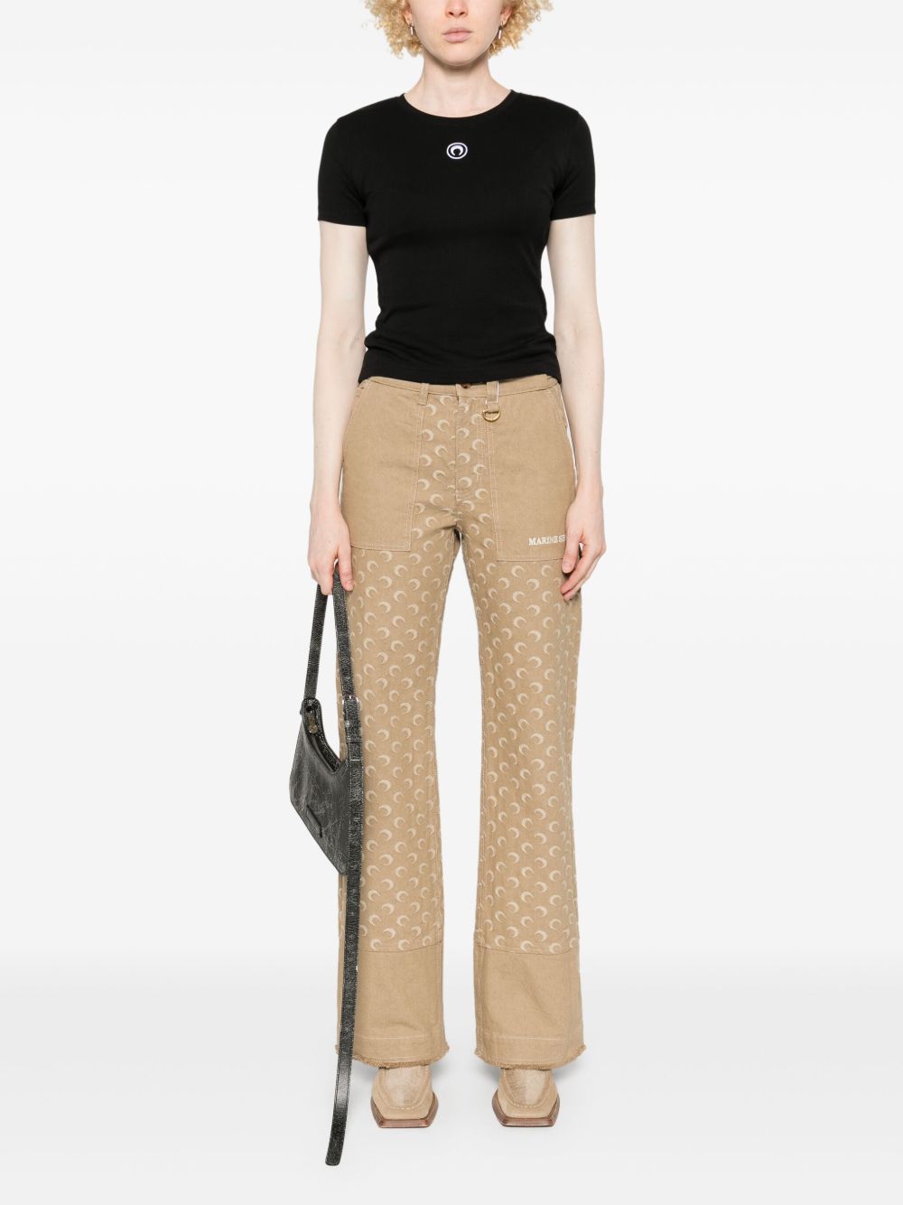 MARINE SERRE Moon Cotton T-shirt Black