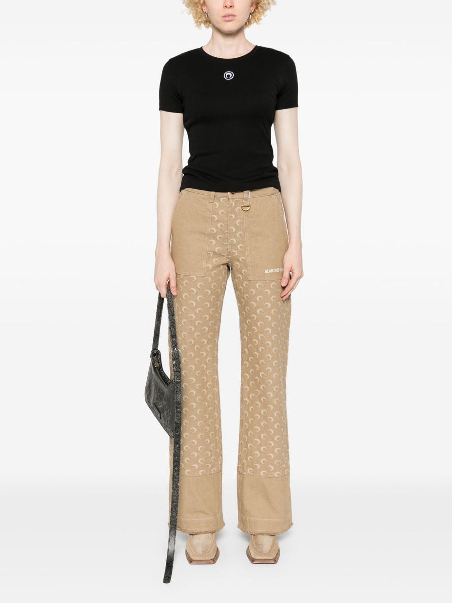 MARINE SERRE Moon Cotton T-shirt Black