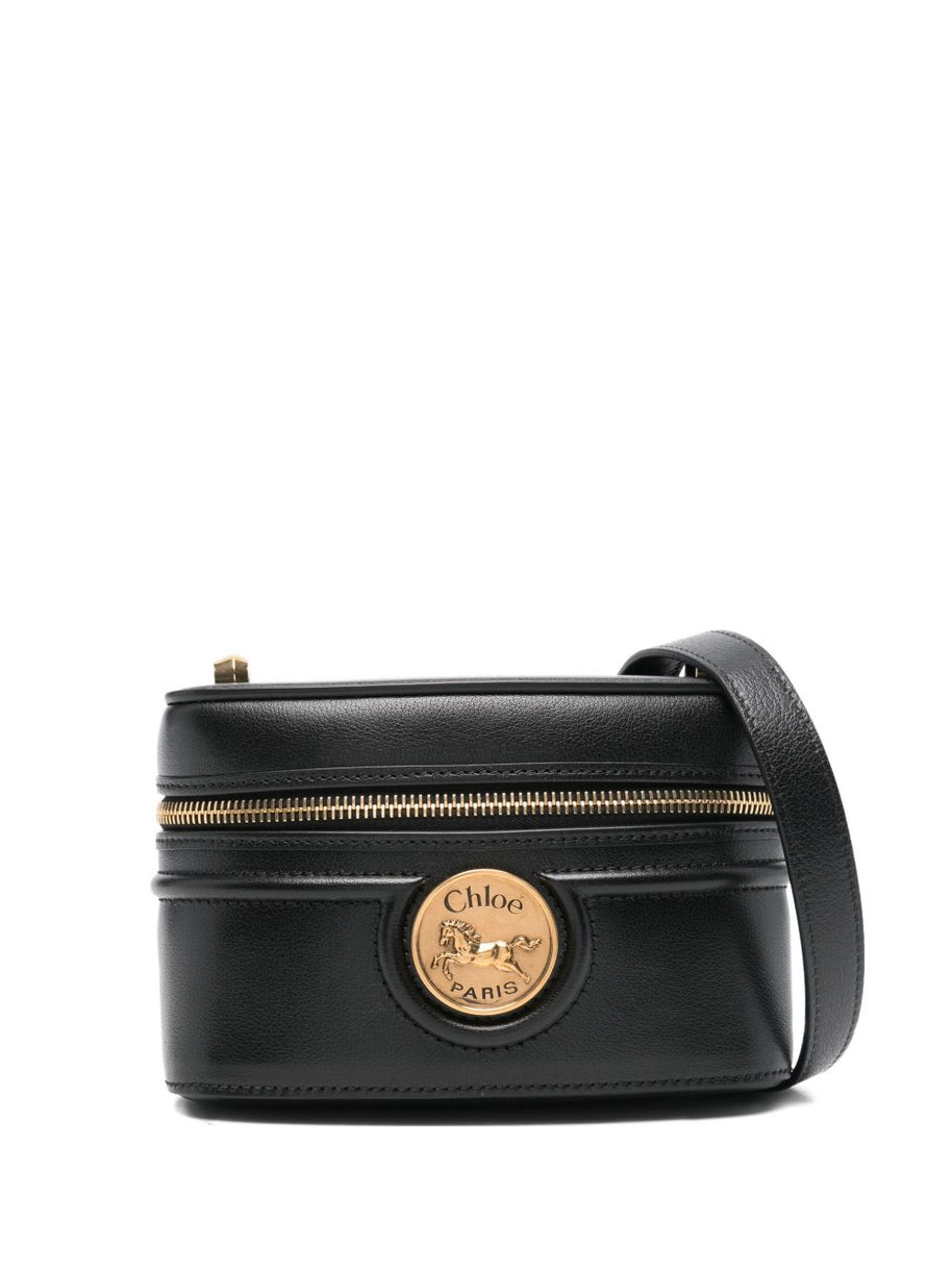 Chloé Horse Medal Leather Vanity Case Black