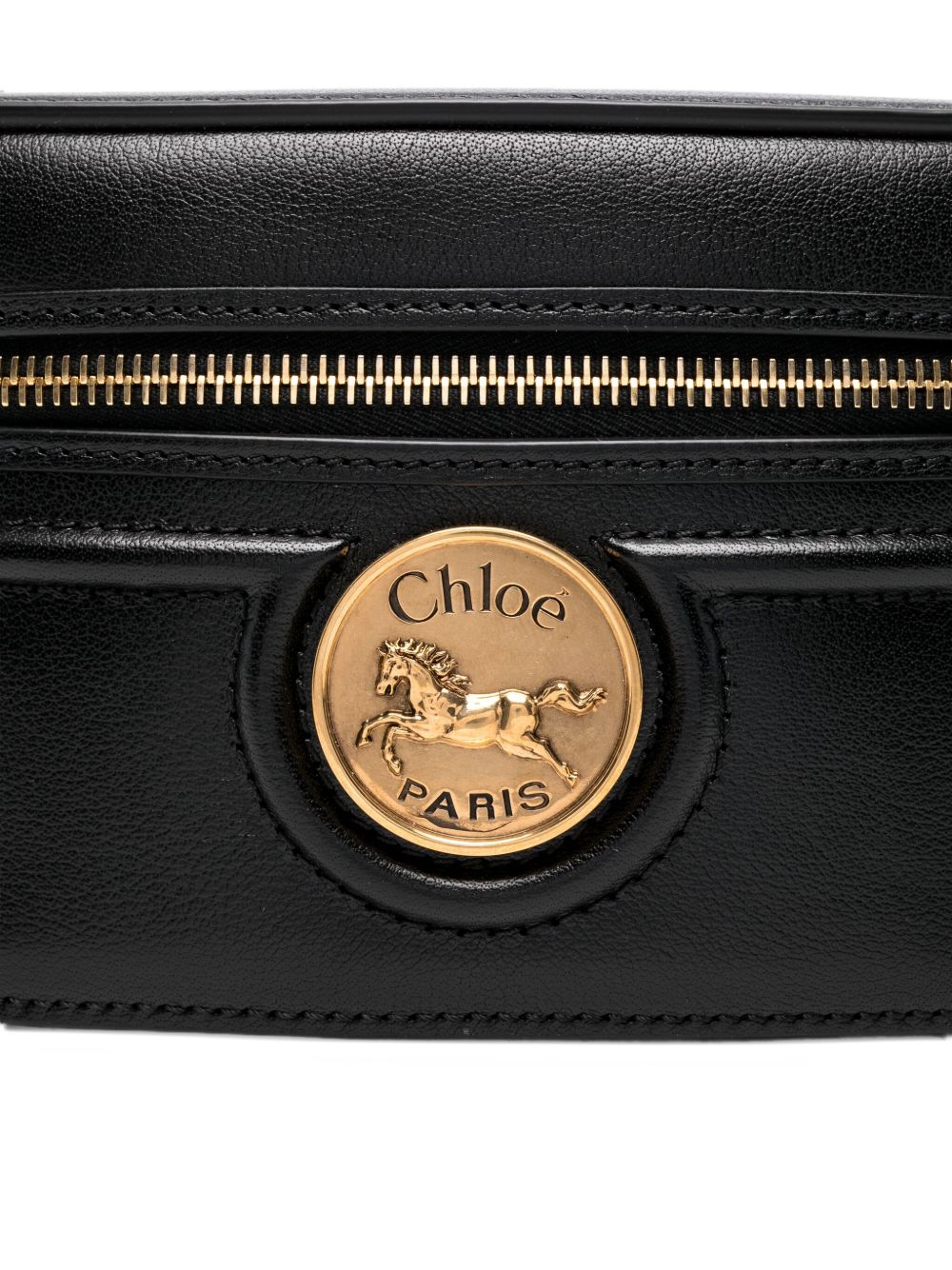 Chloé Horse Medal Leather Vanity Case Black
