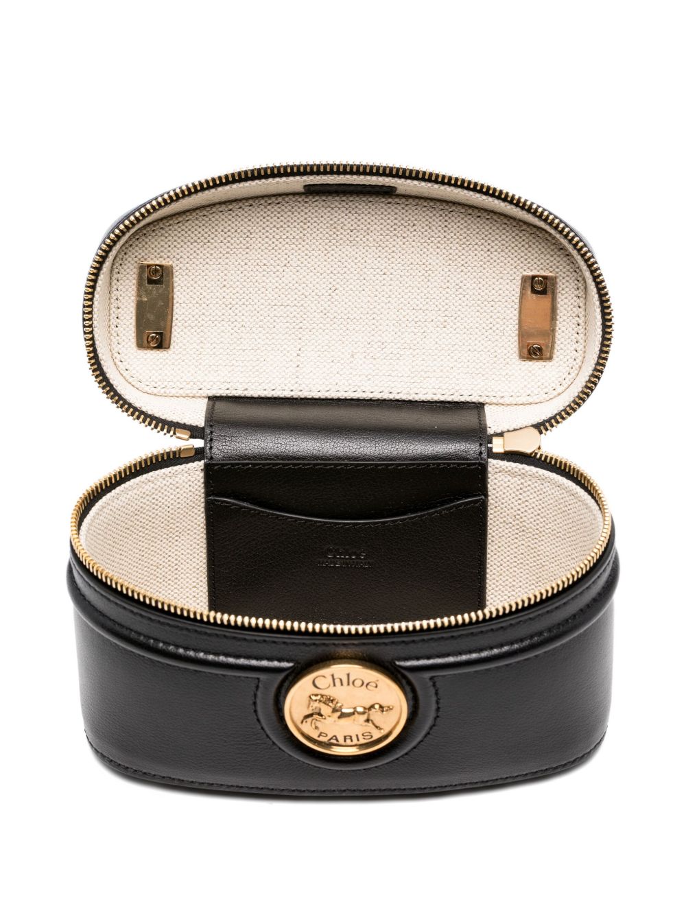 Chloé Horse Medal Leather Vanity Case Black