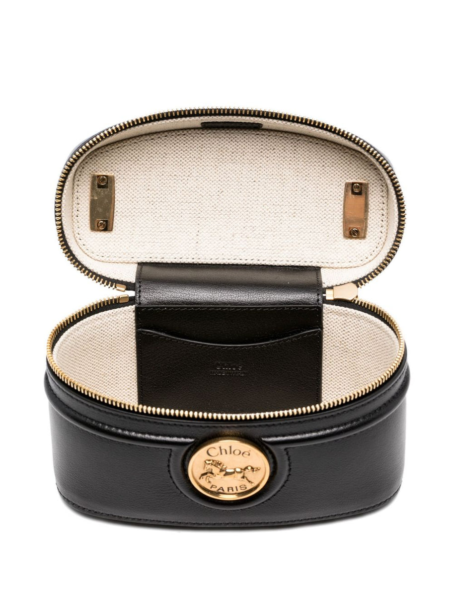 Chloé Horse Medal Leather Vanity Case Black
