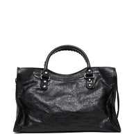 Balenciaga City Medium Leather Handbag Black