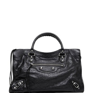 Balenciaga City Medium Leather Handbag Black