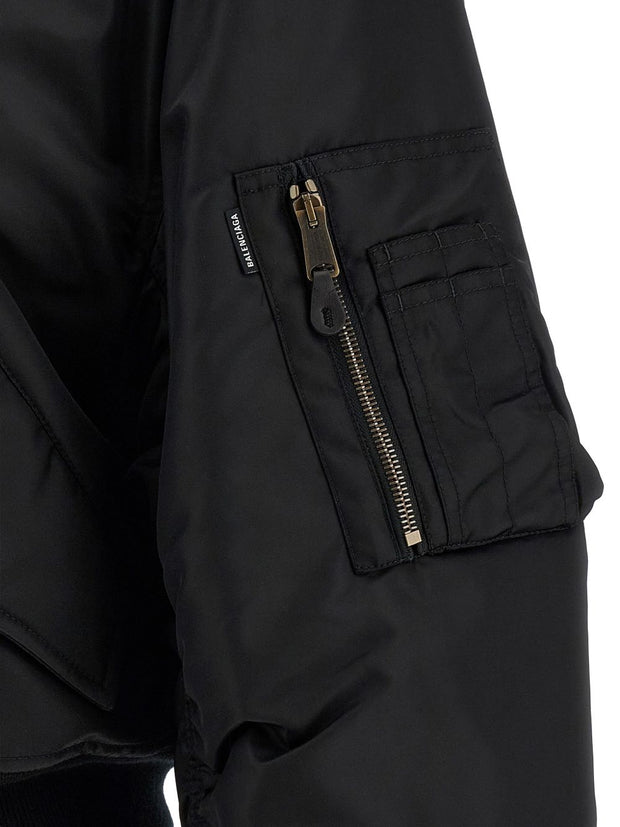 Balenciaga Nylon Bomber Jacket Black