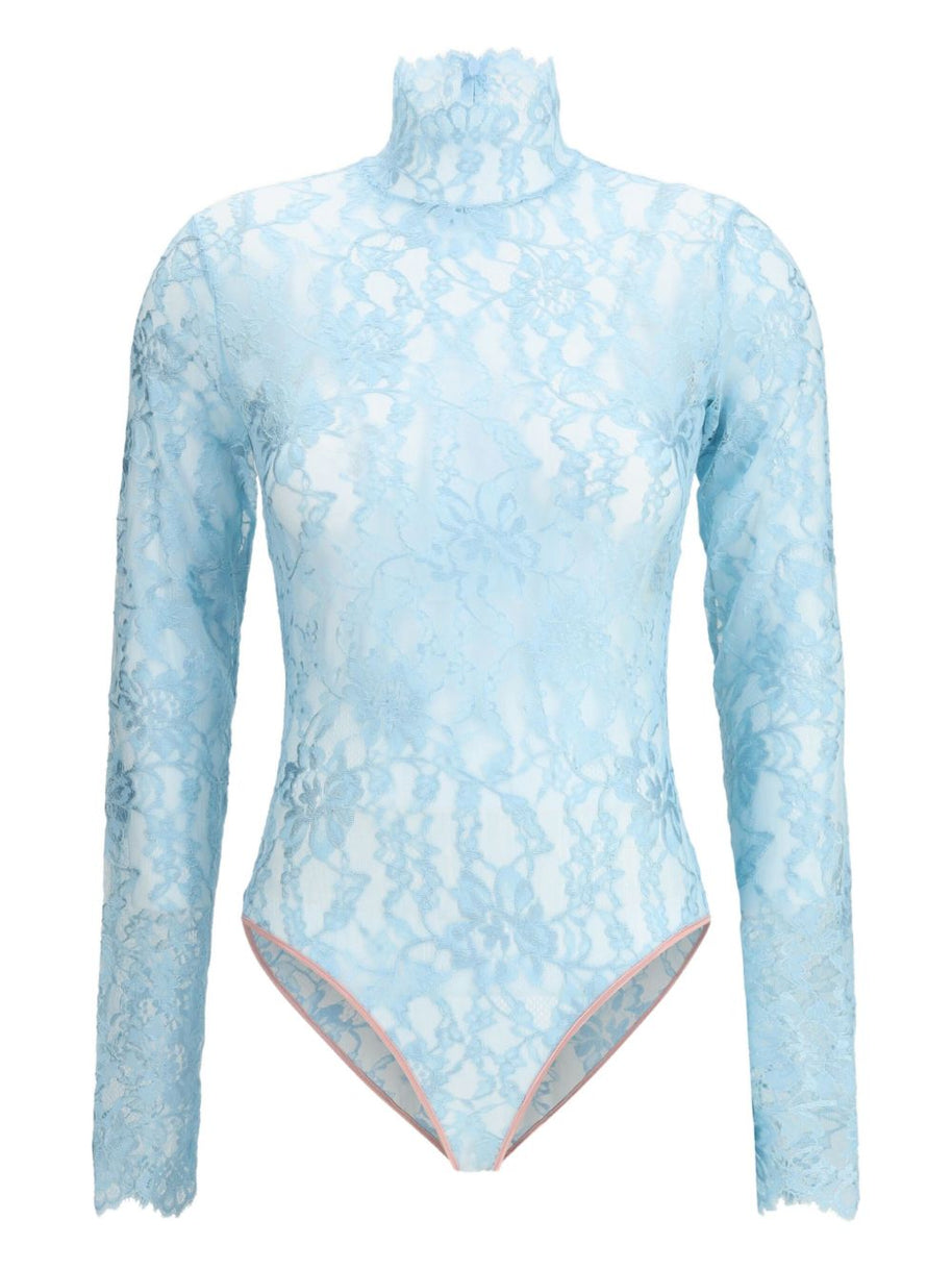 Valentino Floral Lace Bodysuit Blue