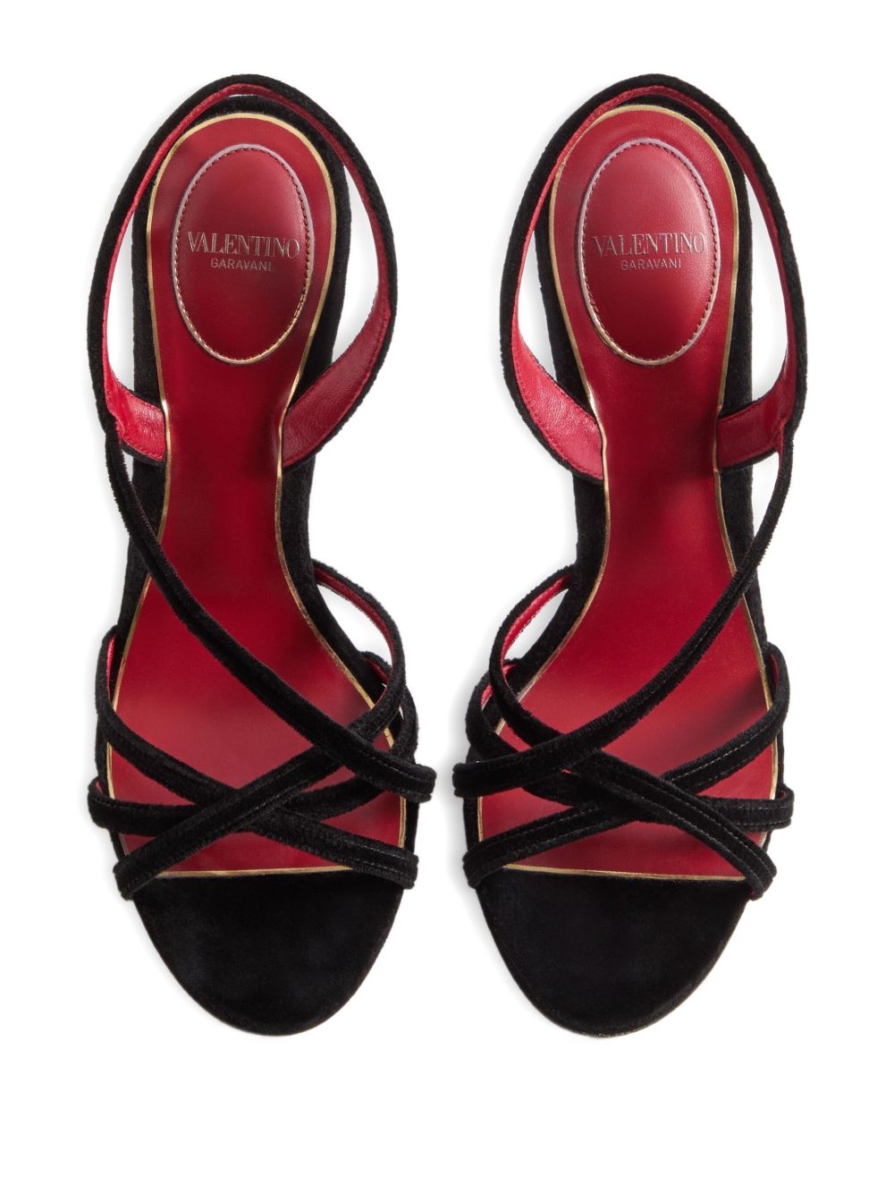 Valentino Garavani V-logo Signature Fetishique Velvet Sandals Black