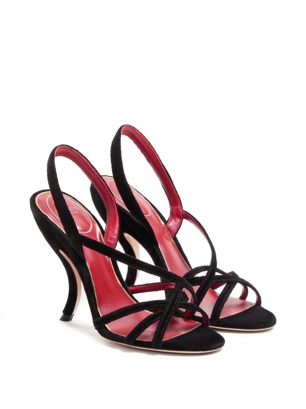 Valentino Garavani V-logo Signature Fetishique Velvet Sandals Black