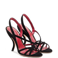 Valentino Garavani V-logo Signature Fetishique Velvet Sandals Black