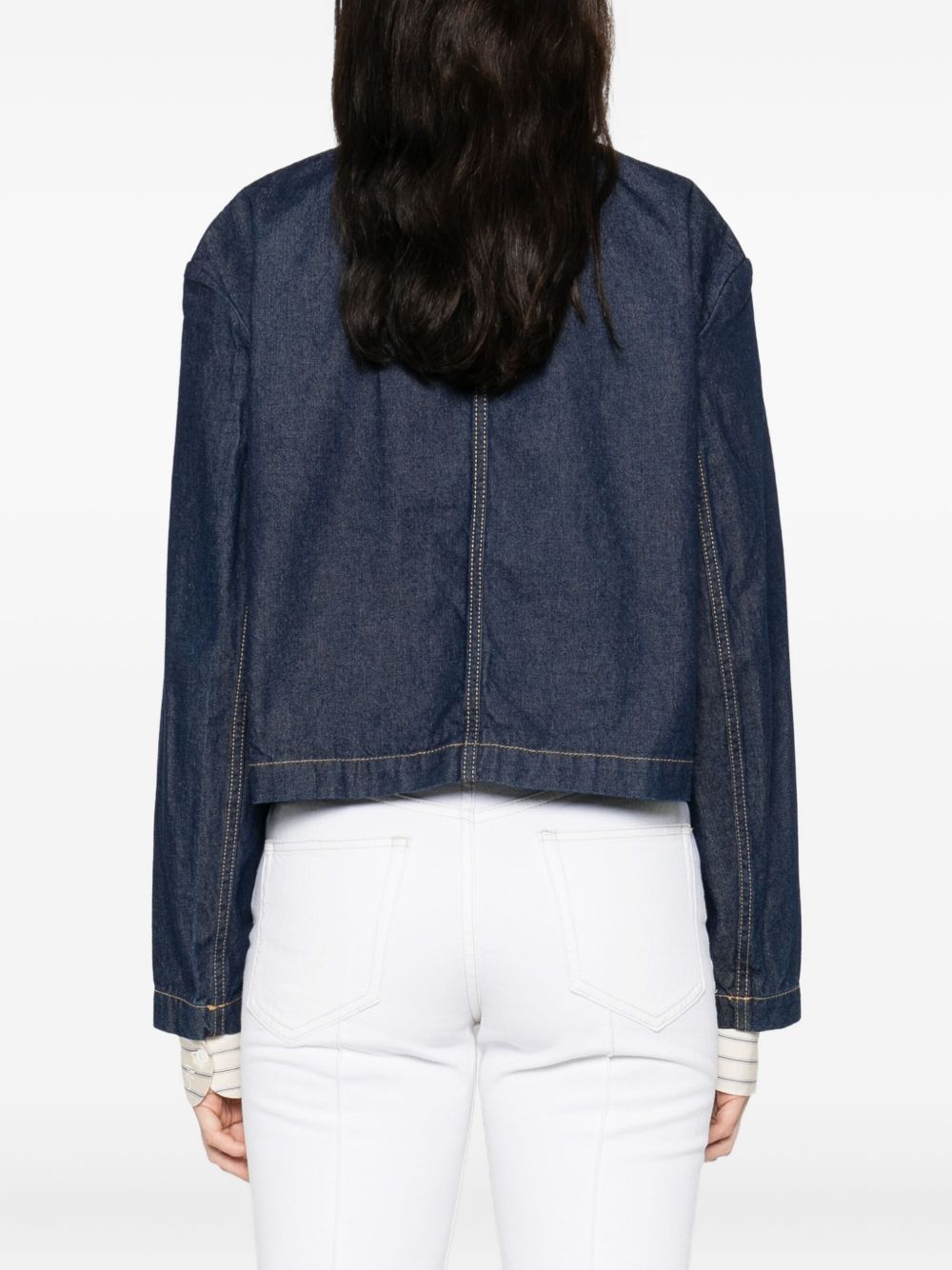 Maison Kitsuné MAISON KITSUNE' Cropped Denim Jacket Blue