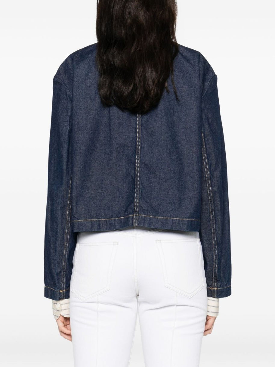 Maison Kitsuné MAISON KITSUNE' Cropped Denim Jacket Blue