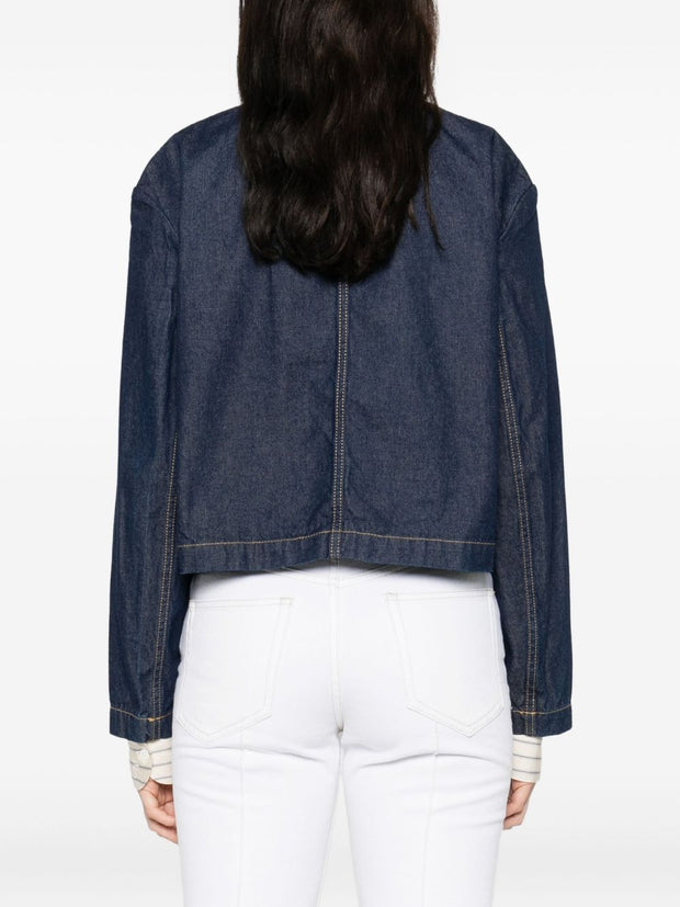 Maison Kitsuné MAISON KITSUNE' Cropped Denim Jacket Blue