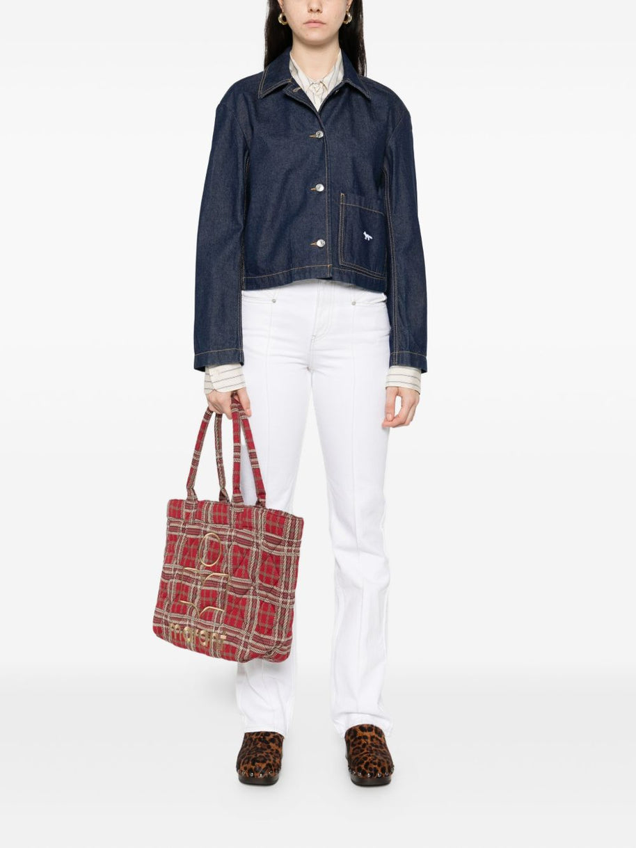 Maison Kitsuné MAISON KITSUNE' Cropped Denim Jacket Blue