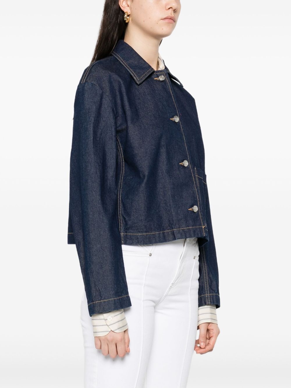 Maison Kitsuné MAISON KITSUNE' Cropped Denim Jacket Blue
