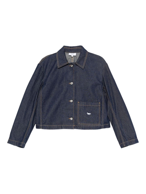 Maison Kitsuné MAISON KITSUNE' Cropped Denim Jacket Blue
